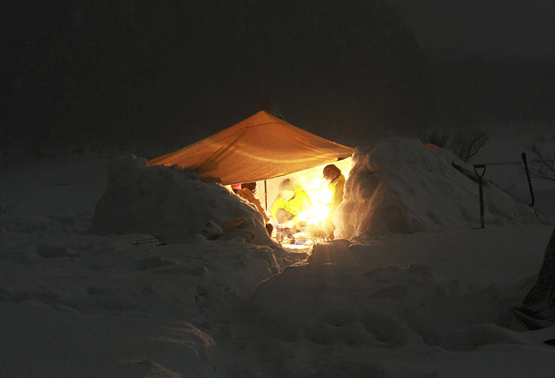恩原湖畔に雪中キャンプに行ってきた ’19でつくった雪洞