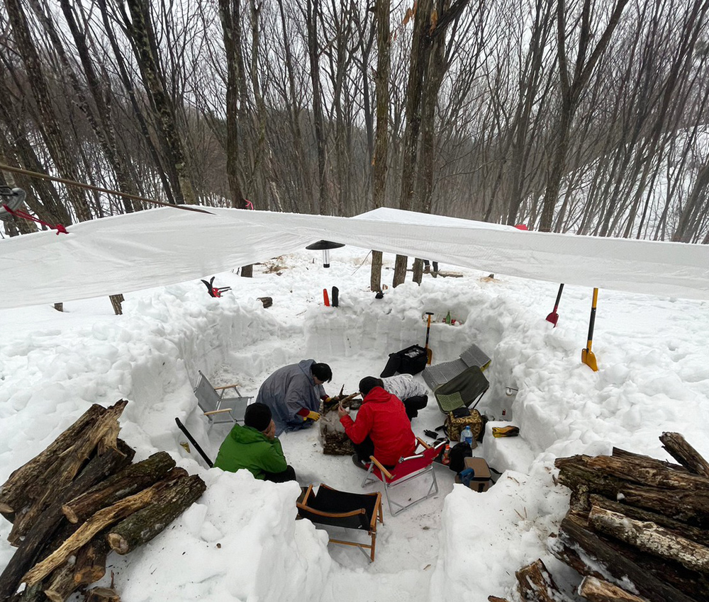 恩原高原に雪中キャンプに行ってきた ’23 完成した宴会場