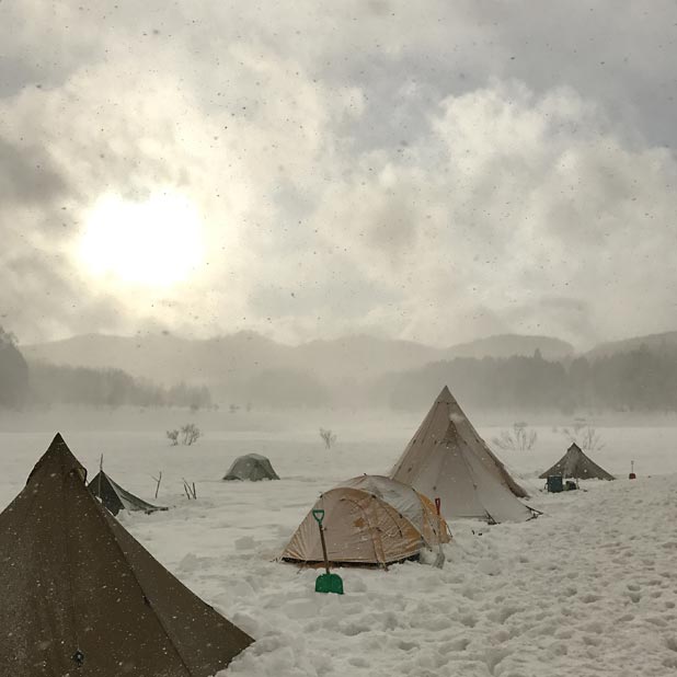 恩原高原雪中キャンプ