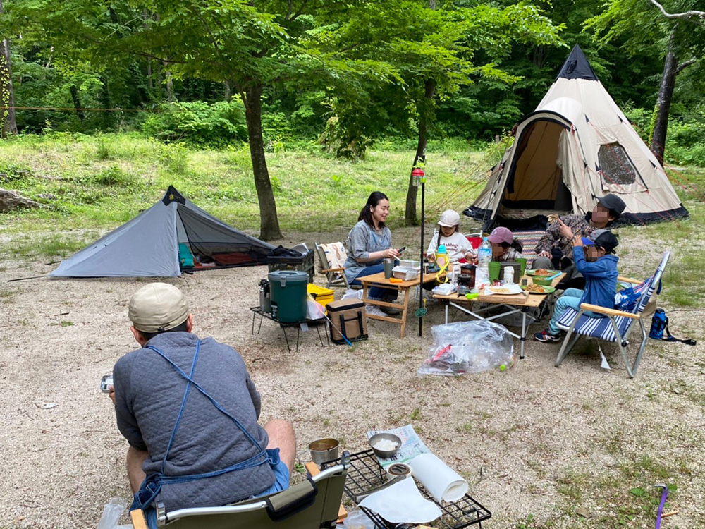 一向平キャンプ場-夕食の風景