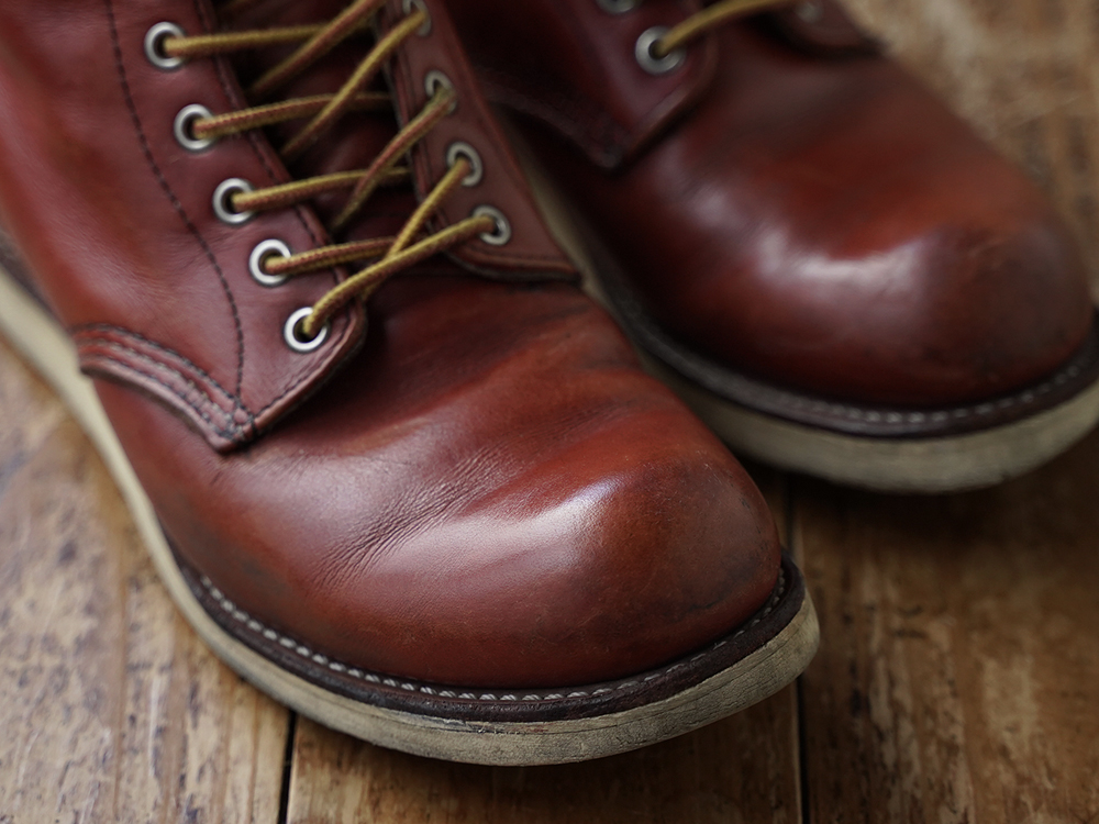 磨いた5年近く履いたRED WING レッドウィング 8166 Round Toeのつま先