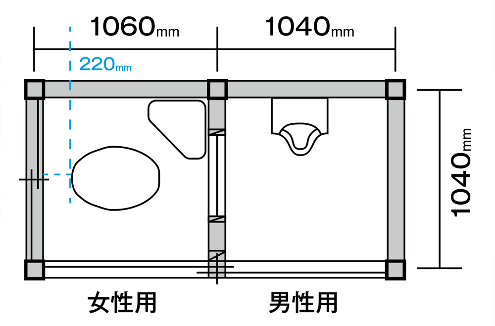 T町ハウスのトイレ改修前の図面